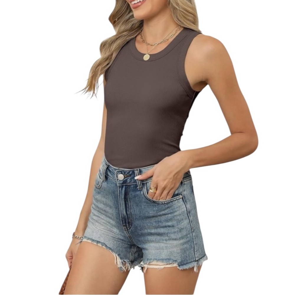 2 Pack Women's Racerback Ribbed Tank Tops - Picture 7 of 8
